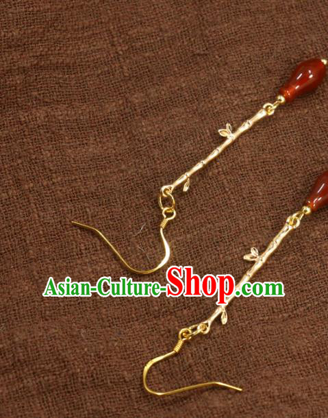 Handmade Chinese Traditional Golden Bamboo Ear Accessories National Hanfu Earrings Handmade Chinese Traditional Golden Bamboo Ear Accessories National Hanfu Earrings