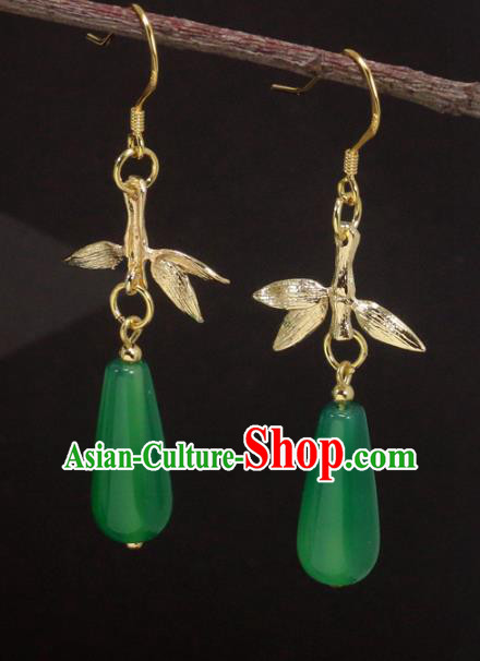 Handmade Chinese National Hanfu Green Earrings Traditional Ear Accessories Handmade Chinese National Hanfu Green Earrings Traditional Ear Accessories