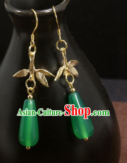 Handmade Chinese National Hanfu Green Earrings Traditional Ear Accessories Handmade Chinese National Hanfu Green Earrings Traditional Ear Accessories