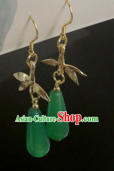 Handmade Chinese National Hanfu Green Earrings Traditional Ear Accessories Handmade Chinese National Hanfu Green Earrings Traditional Ear Accessories