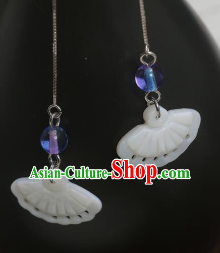 Handmade Chinese National Shell Fan Earrings Traditional Cheongsam Ear Accessories Handmade Chinese National Shell Fan Earrings Traditional Cheongsam Ear Accessories