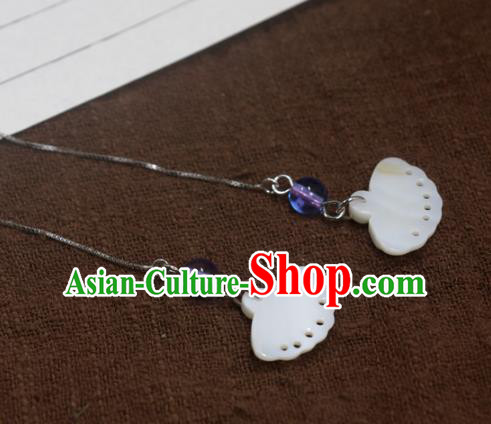 Handmade Chinese National Shell Fan Earrings Traditional Cheongsam Ear Accessories Handmade Chinese National Shell Fan Earrings Traditional Cheongsam Ear Accessories