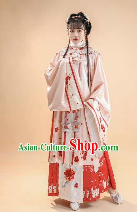 Ancient China Ming Dynasty Royal Princess Pink Dress Traditional Hanfu Historical Clothing Ancient China Ming Dynasty Royal Princess Pink Dress Traditional Hanfu Historical Clothing