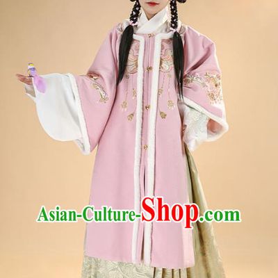 China Ming Dynasty Young Lady Hanfu Dress Traditional Ancient Noble Mistress Historical Winter Clothing Complete Set