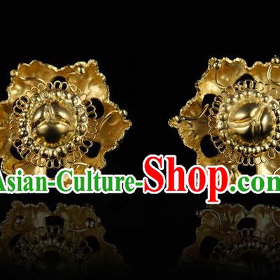 China Traditional Court Hanfu Hair Accessories Handmade Ancient Empress Hairpin Ming Dynasty Golden Hair Stick for Women