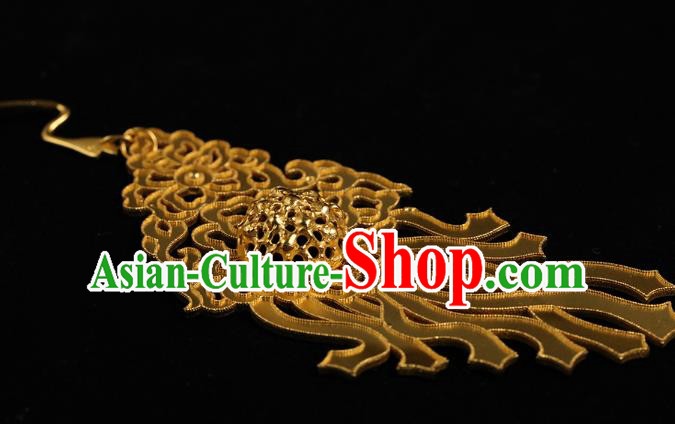 Handmade Chinese Traditional Song Dynasty Ear Accessories Jewelry Ancient Court Woman Golden Earrings Handmade Chinese Traditional Song Dynasty Ear Accessories Jewelry Ancient Court Woman Golden Earrings