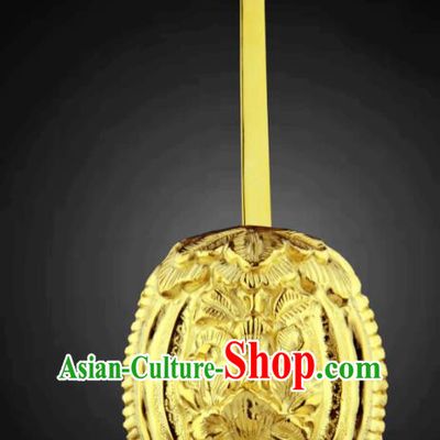 China Ancient Hanfu Golden Peony Hair Stick Handmade Hair Accessories Traditional Ming Dynasty Court Woman Hairpin