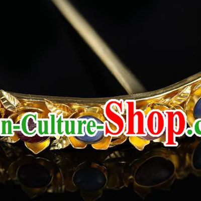 China Traditional Ming Dynasty Court Hair Crown Handmade Hair Accessories Ancient Queen Gems Hairpin