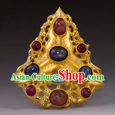 China Traditional Ming Dynasty Court Hairpin Handmade Hair Accessories Ancient Queen Gems Hair Crown