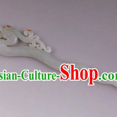 China Ancient Princess Jade Carving Phoenix Hairpin Handmade Hair Accessories Traditional Song Dynasty Hair Stick