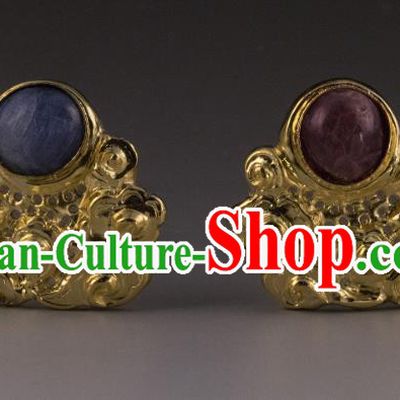China Ancient Court Golden Hairpins Handmade Hair Accessories Traditional Ming Dynasty Imperial Empress Hair Sticks