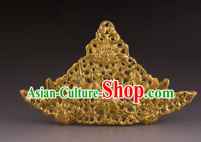 China Ancient Empress Golden Hair Crown Handmade Hair Accessories Traditional Tang Dynasty Hairpin