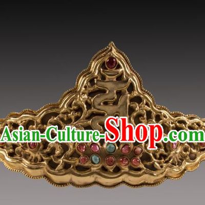 China Ancient Imperial Empress Hair Crown Handmade Hair Accessories Traditional Tang Dynasty Carving Sanskrit Hairpin