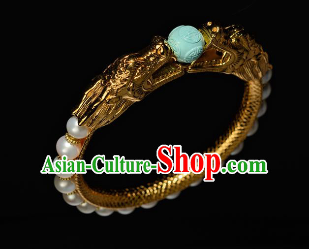 Chinese Traditional Qing Dynasty Pearls Jewelry Ancient Noble Lady Bracelet Gilding Accessories Chinese Traditional Qing Dynasty Pearls Jewelry Ancient Noble Lady Bracelet Gilding Accessories