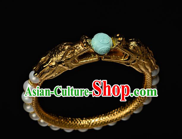 Chinese Traditional Qing Dynasty Pearls Jewelry Ancient Noble Lady Bracelet Gilding Accessories Chinese Traditional Qing Dynasty Pearls Jewelry Ancient Noble Lady Bracelet Gilding Accessories