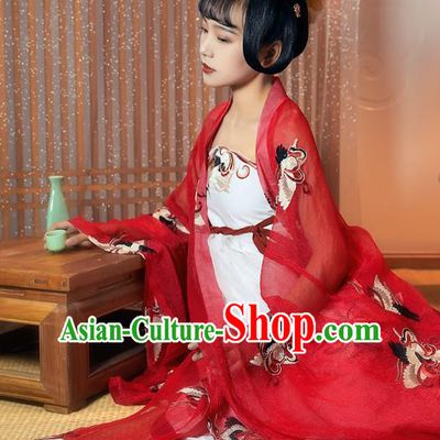 China Ancient Palace Princess Historical Clothing Traditional Tang Dynasty Court Lady Embroidered Hanfu Dress