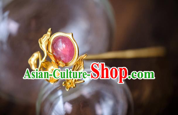 China Traditional Ming Dynasty Hair Accessories Ancient Empress Tourmaline Peach Hairpin Hair Crown China Traditional Ming Dynasty Hair Accessories Ancient Empress Tourmaline Peach Hairpin Hair Crown