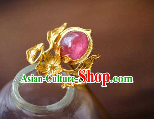 China Traditional Ming Dynasty Hair Accessories Ancient Empress Tourmaline Peach Hairpin Hair Crown China Traditional Ming Dynasty Hair Accessories Ancient Empress Tourmaline Peach Hairpin Hair Crown