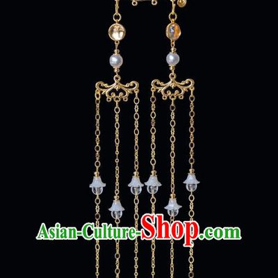 China Traditional Hanfu Golden Tassel Step Shake Ancient Princess Hairpin Tang Dynasty Court Lady Hair Accessories