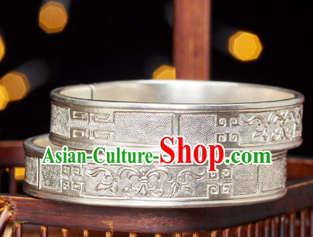 China National Jewelry Accessories Handmade Ancient Court Princess Silver Carving Bracelet China National Jewelry Accessories Handmade Ancient Court Princess Silver Carving Bracelet