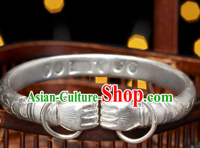 China National Handmade Silver Carving Bracelet Ancient Court Princess Jewelry Accessories China National Handmade Silver Carving Bracelet Ancient Court Princess Jewelry Accessories