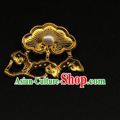 China Ancient Ming Dynasty Carving Golden Hairpin Handmade Hair Accessories Traditional Hanfu Hair Stick