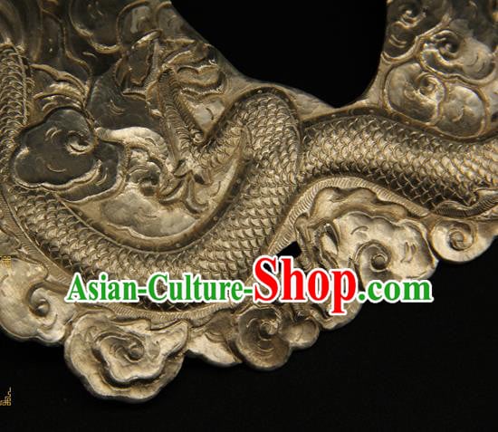 China Ancient Swordsman Argent Half Face Mack Handmade Carving Dragon Mask Accessorie China Ancient Swordsman Argent Half Face Mack Handmade Carving Dragon Mask Accessorie