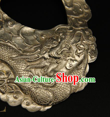 China Ancient Swordsman Argent Half Face Mack Handmade Carving Dragon Mask Accessorie China Ancient Swordsman Argent Half Face Mack Handmade Carving Dragon Mask Accessorie