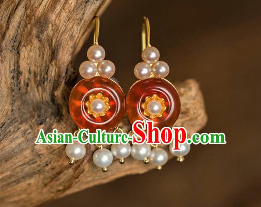 China Traditional Qing Dynasty Agate Earrings Ancient Imperial Concubine Ear Jewelry China Traditional Qing Dynasty Agate Earrings Ancient Imperial Concubine Ear Jewelry