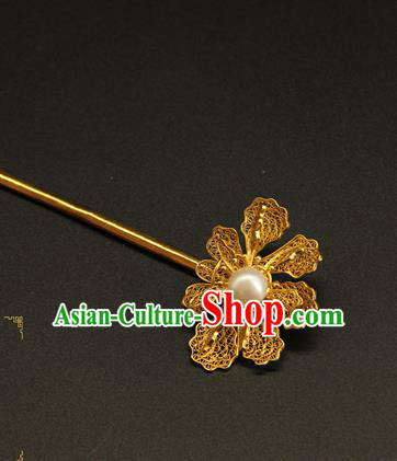 China Handmade Hair Accessories Ancient Ming Dynasty Empress Hairpin Traditional Gilding Hair Stick China Handmade Hair Accessories Ancient Ming Dynasty Empress Hairpin Traditional Gilding Hair Stick