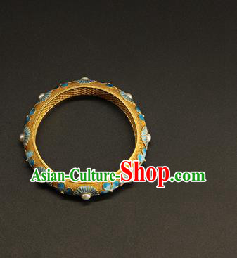 China Handmade Ming Dynasty Blueing Jewelry Accessorie Ancient Empress Enamel Flowers Bracelet