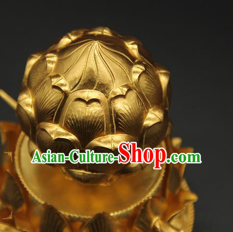 China Traditional Ancient Tang Dynasty Court Hair Accessories Handmade Golden Lotus Hair Crown China Traditional Ancient Tang Dynasty Court Hair Accessories Handmade Golden Lotus Hair Crown