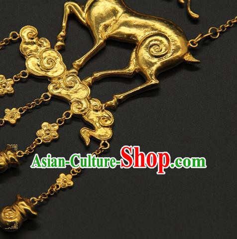 China Handmade Ming Dynasty Princess Golden Necklet Ancient Palace Lady Necklace Jewelry China Handmade Ming Dynasty Princess Golden Necklet Ancient Palace Lady Necklace Jewelry