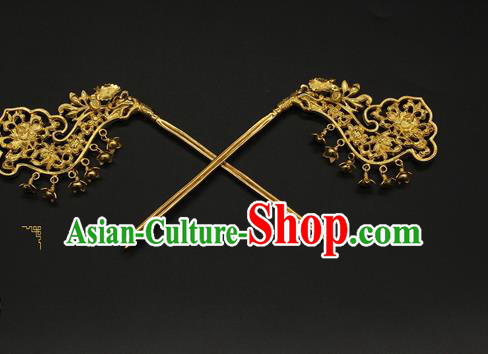 China Traditional Handmade Golden Hairpin Ancient Tang Dynasty Court Hair Accessories China Traditional Handmade Golden Hairpin Ancient Tang Dynasty Court Hair Accessories