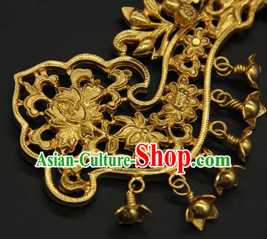 China Traditional Handmade Golden Hairpin Ancient Tang Dynasty Court Hair Accessories China Traditional Handmade Golden Hairpin Ancient Tang Dynasty Court Hair Accessories
