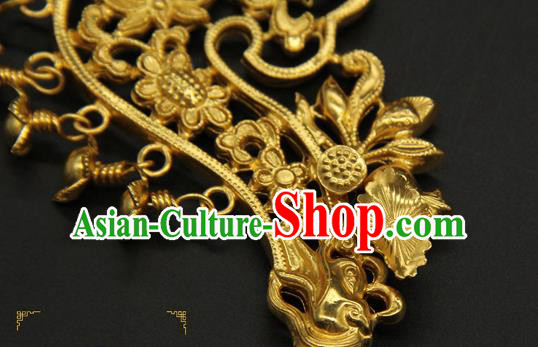 China Traditional Handmade Golden Hairpin Ancient Tang Dynasty Court Hair Accessories China Traditional Handmade Golden Hairpin Ancient Tang Dynasty Court Hair Accessories