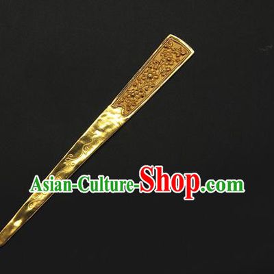 China Traditional Handmade Hairpin Golden Hair Stick Ancient Song Dynasty Court Hair Accessories