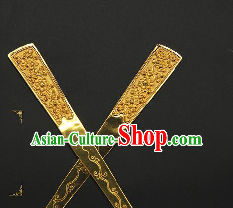 China Traditional Handmade Hairpin Golden Hair Stick Ancient Song Dynasty Court Hair Accessories China Traditional Handmade Hairpin Golden Hair Stick Ancient Song Dynasty Court Hair Accessories