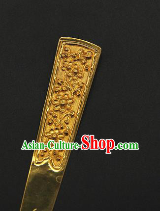 China Traditional Handmade Hairpin Golden Hair Stick Ancient Song Dynasty Court Hair Accessories China Traditional Handmade Hairpin Golden Hair Stick Ancient Song Dynasty Court Hair Accessories