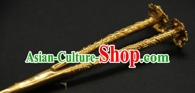 China Ancient Song Dynasty Golden Hair Stick Court Hair Accessories Traditional Handmade Hairpin China Ancient Song Dynasty Golden Hair Stick Court Hair Accessories Traditional Handmade Hairpin