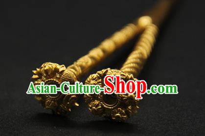 China Ancient Song Dynasty Golden Hair Stick Court Hair Accessories Traditional Handmade Hairpin China Ancient Song Dynasty Golden Hair Stick Court Hair Accessories Traditional Handmade Hairpin