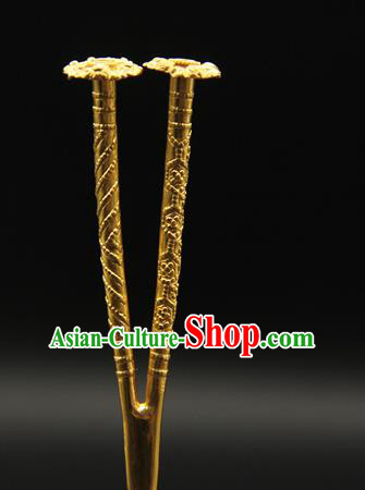China Ancient Song Dynasty Golden Hair Stick Court Hair Accessories Traditional Handmade Hairpin China Ancient Song Dynasty Golden Hair Stick Court Hair Accessories Traditional Handmade Hairpin