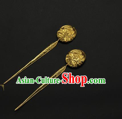 China Court Hair Accessories Traditional Handmade Hairpin Ancient Song Dynasty Golden Hair Stick China Court Hair Accessories Traditional Handmade Hairpin Ancient Song Dynasty Golden Hair Stick