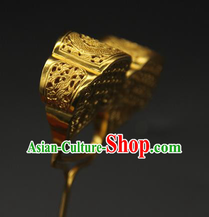 China Traditional Handmade Hairpin Ancient Song Dynasty Golden Hair Stick Court Hair Accessories China Traditional Handmade Hairpin Ancient Song Dynasty Golden Hair Stick Court Hair Accessories
