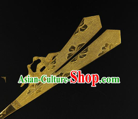 China Tang Dynasty Golden Hair Stick Traditional Handmade Hairpin Ancient Court Hair Accessories China Tang Dynasty Golden Hair Stick Traditional Handmade Hairpin Ancient Court Hair Accessories