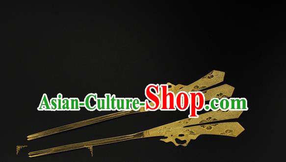 China Tang Dynasty Golden Hair Stick Traditional Handmade Hairpin Ancient Court Hair Accessories China Tang Dynasty Golden Hair Stick Traditional Handmade Hairpin Ancient Court Hair Accessories