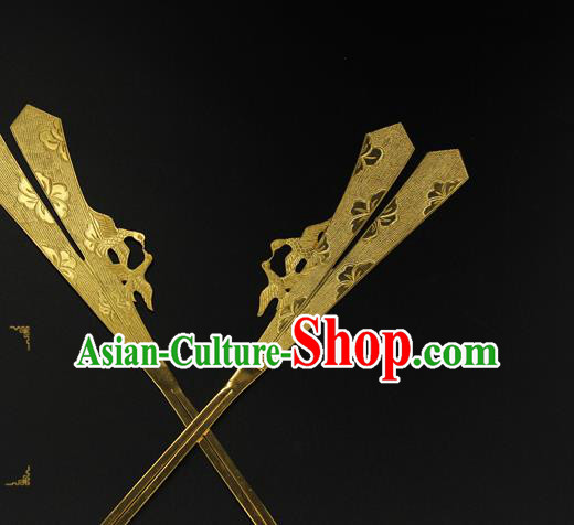 China Tang Dynasty Golden Hair Stick Traditional Handmade Hairpin Ancient Court Hair Accessories China Tang Dynasty Golden Hair Stick Traditional Handmade Hairpin Ancient Court Hair Accessories