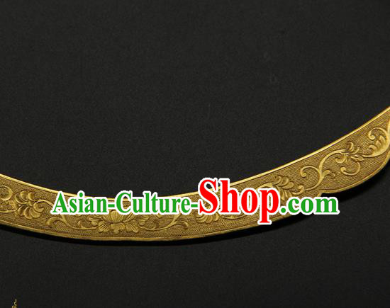 China Ancient Palace Lady Necklace Jewelry Handmade Ming Dynasty Princess Golden Necklet China Ancient Palace Lady Necklace Jewelry Handmade Ming Dynasty Princess Golden Necklet