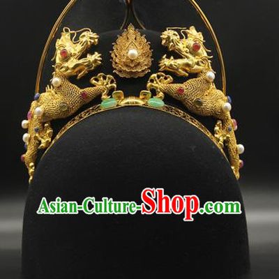 China Ancient Emperor Black Hat Handmade Ming Dynasty Imperial Lord Headwear