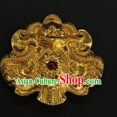 China Ancient Emperor Golden Belt Buckle Handmade Ming Dynasty Imperial Lord Waist Accessories